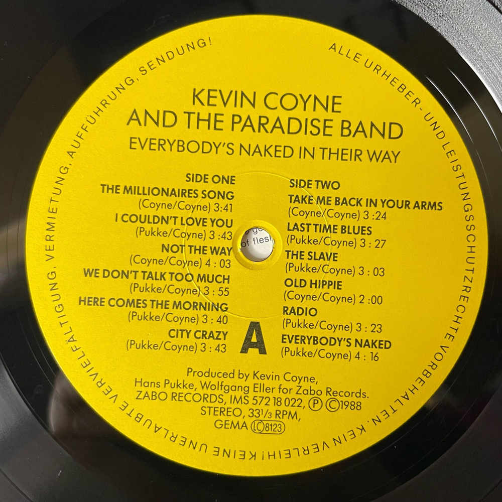 Винтажная виниловая пластинка LP Kevin Coyne and Paradise Band Everybody's Naked (Germany 1988)