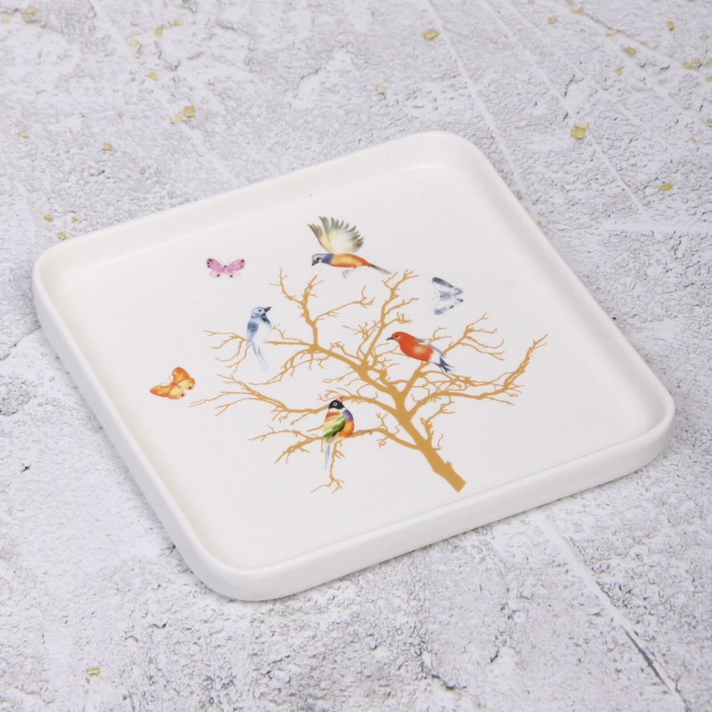 Тарелка керамическая «Райский сад» 15*15*2см, белая