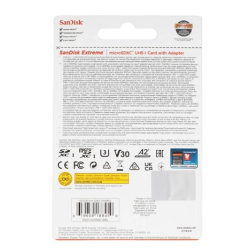 Карта памяти microSDXC UHS-I U3 Sandisk Extreme 128 ГБ, 190 МБ/с, Class 10, SDSQXAA-128G-GN6MA,  1 шт., переходник SD"