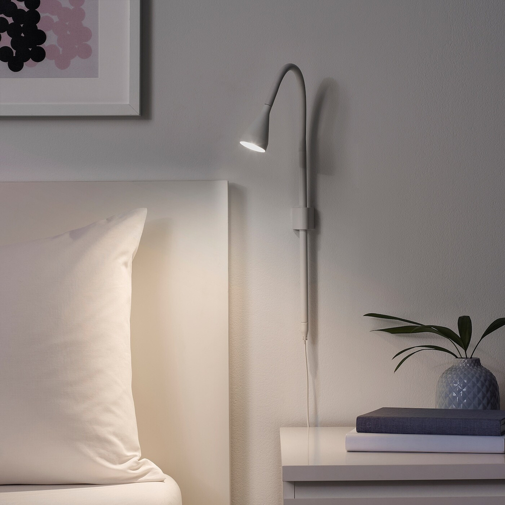 IKEA NÄVLINGE  (ИКЕА НÄВЛИНГЕ)  -  Светодиодный прожектор с кронштейном, настенный, белый