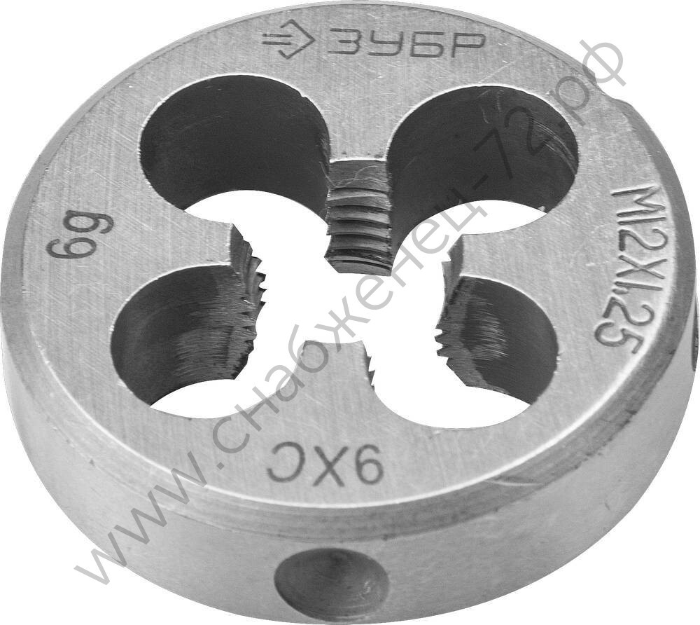 ЗУБР М12x1.25мм, сталь 9ХС, Плашка круглая ручная (4-28022-12-1.25)