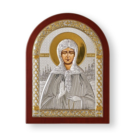Матрона, икона арочная, красное дерево 57х75
