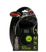 Поводок-Рулетка Флекси Black Design M 5м., 25кг., лента, черный/серебро
