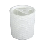 Подставка для зубных щеток Плетёнка декор белая