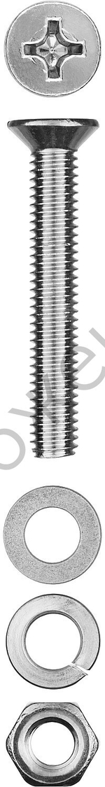 ЗУБР DIN 965 M5 x 50 мм, винт с гайкой и шайбами, 10 шт (303456-05-050)