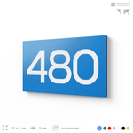 Номер на дверь 480, табличка на дверь для офиса, квартиры, кабинета, аудитории, склада, голубая 120х70 мм, Айдентика Технолоджи