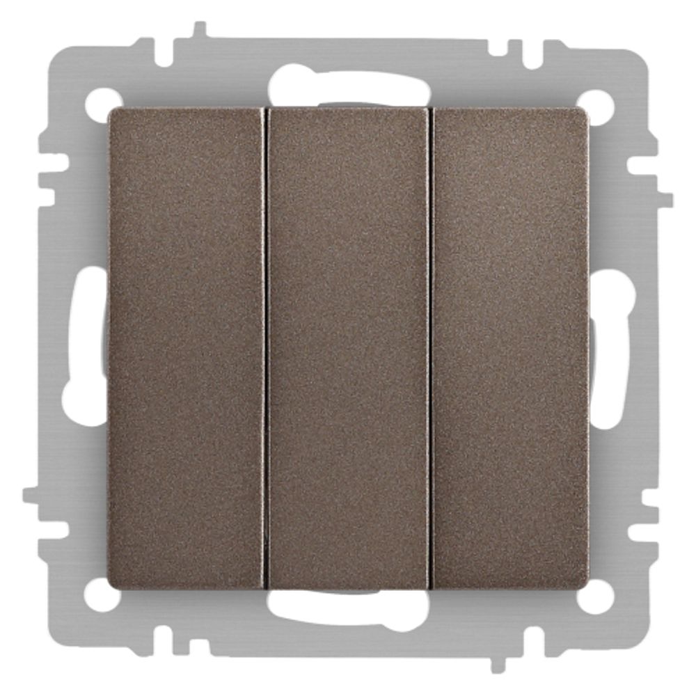 Выключатель Intro Accent 6-106-08 тройной, 10А-250В, IP20, СУ, AL/CU, бронза | Intro