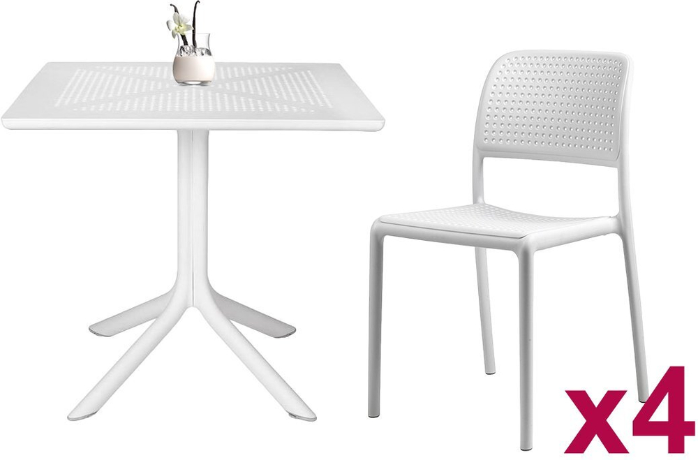 Комплект пластиковой мебели Nardi Clip 80 Bora Bistrot, белый