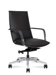Кресло офисное Норден / Паркер LB / Parker LB / черная экокожа / алюминиевая база