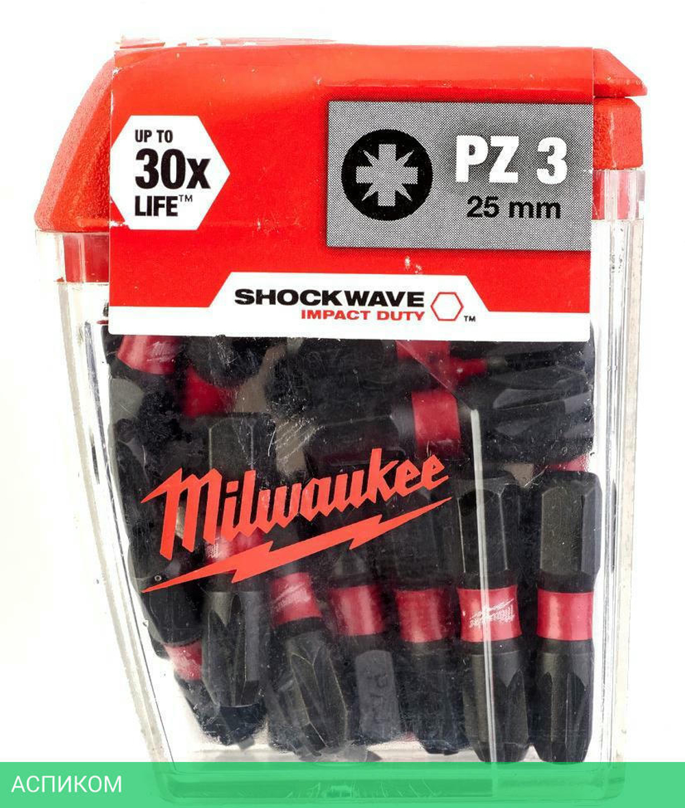 Бита Milwaukee Shockwave PZ3 25мм 25шт (4932430869)