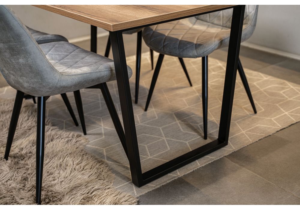 Стол Лота Лофт 120х74х75 25 мм дуб делано темный / матовый черный