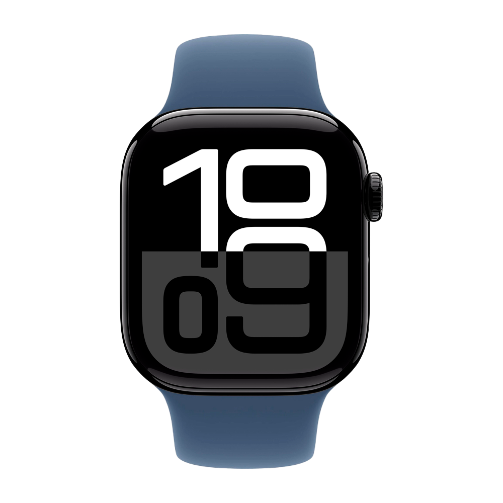 Умные часы Apple Watch Series 10 GPS, 42mm, Jet Black Aluminium Case with Sport Band S/M, Denim (Черный)