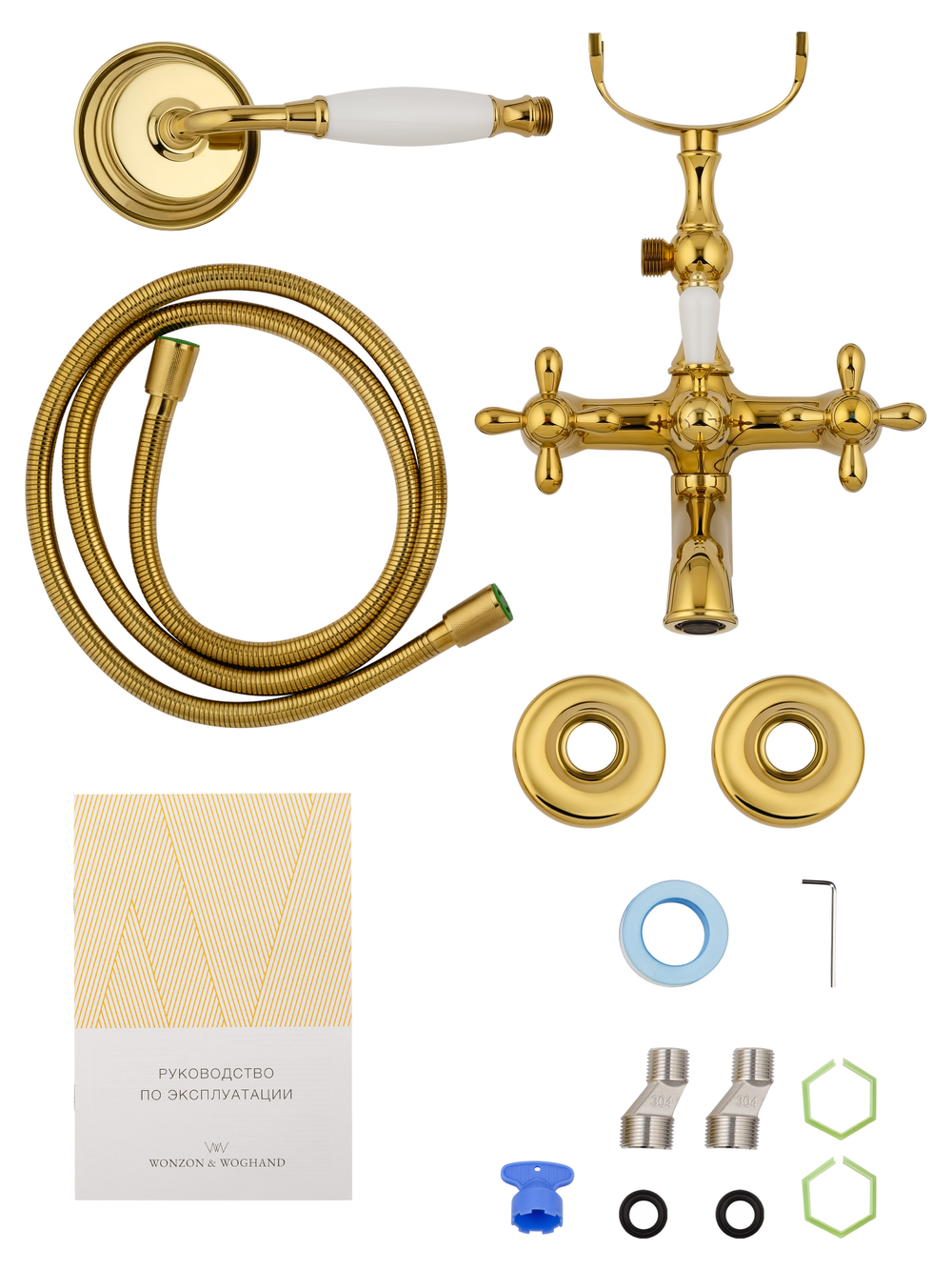 Смеситель для ванны с душем WONZON & WOGHAND RETRO, Глянцевое золото (WW-88639020-PG)