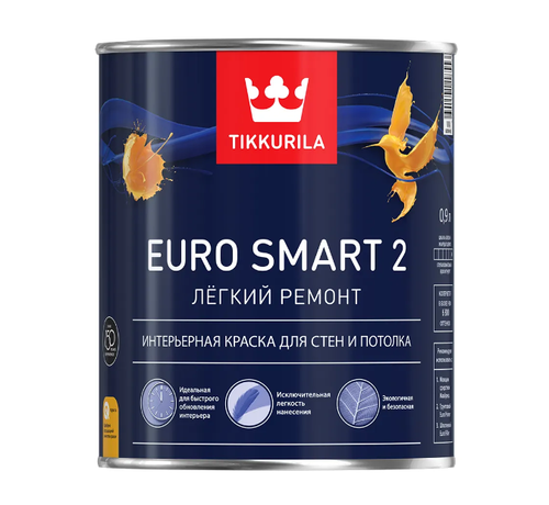 КРАСКА "EURO SMART-2"  0,9 Л (1/6)  ИНТЕРЬЕРНАЯ "ТИККУРИЛА"