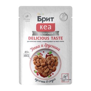 Пауч Brit Care для привередливых кошек с уткой и брусникой, кусочки в соусе