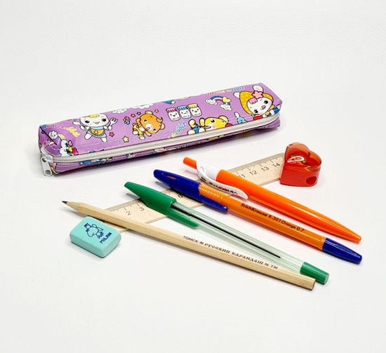 Пенал школьный с наполнением "Зайцы", 7 предметов