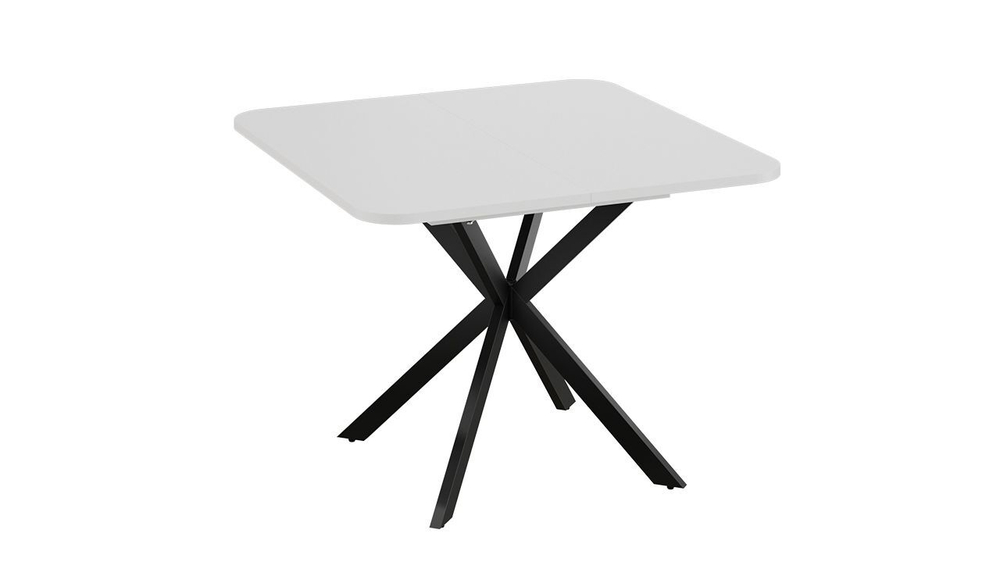 Стол кухонный обеденный раздвижной Черный муар Белый Лиссабон 100(131)х100х75 см