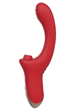 Красный вагинально-клиторальный вибратор (Цвет: красный)