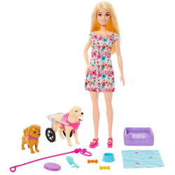 Barbie - Кукла Барби и собака в коляске + 10 аксессуаров HTK37 / артикул   HTK37  / GTIN 194735192243