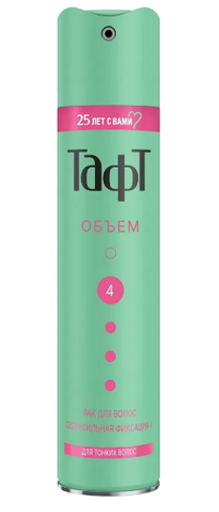 Тафт Лак 225 мл. ОБЬЕМ 4 ССФ д/тонких (зеленый + роз.полоса) *6*12