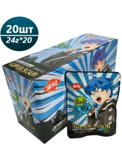 Конфеты супер кислые со вкусом черники 24 г * 20 шт