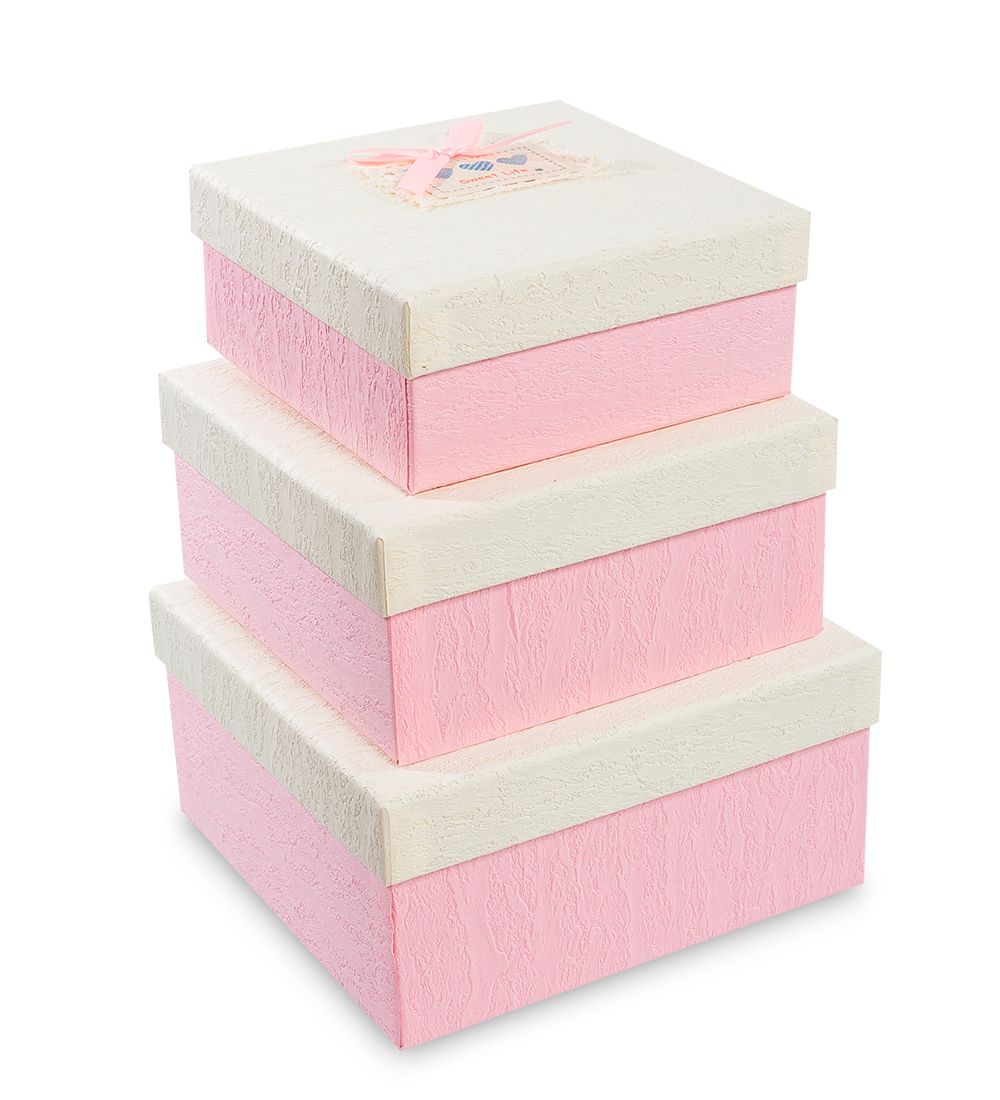 WF-30-A Набор коробок из 3шт «Прямоугольник» цв.розов./крем.