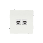 Компьютерная розетка RJ-45 без шторки, кат.5е двойная, KANT, белая магнолия