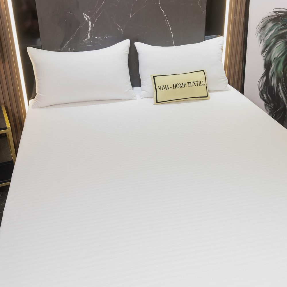 Простыня Страйп Сатин Однотонный Отель белый 100% хлопок на резинке 1x1 RR1CTH03616030