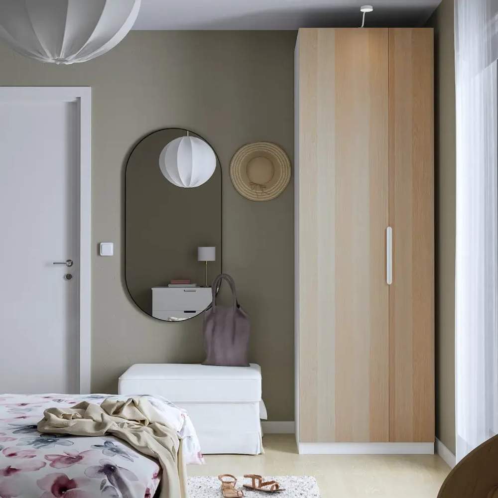Гардероб - PAX / FORSAND IKEA/ПАКС/  ФОРСАНД ИКЕА,  236х75 см, белый/под беленый дуб