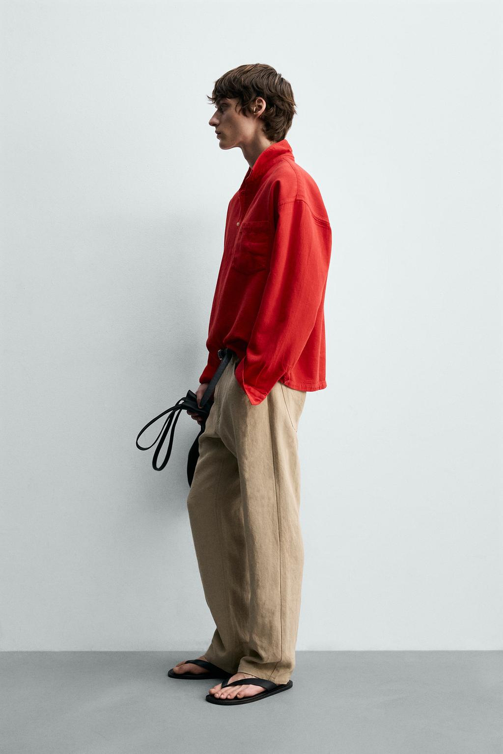 ZARA ПОЛО RELAXED FIT ИЗ РЕЛЬЕФНОЙ ТКАНИ, КРАСНЫЙ