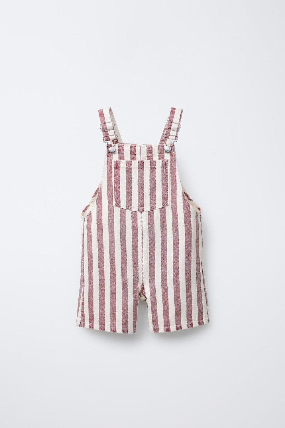 ZARA КОМБИНЕЗОН ИЗ ТВИЛА В ПОЛОСКУ, ЭКРЮ/КРАСНЫЙ