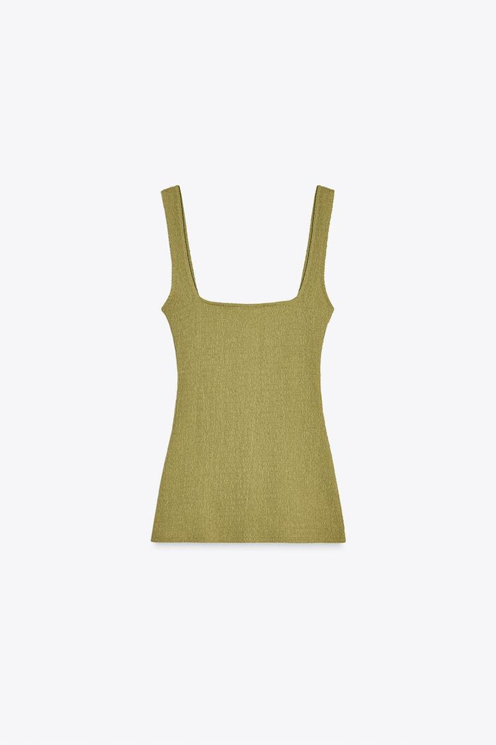 ZARA ТЕКСТУРИРОВАННЫЙ ТОП С ПУГОВИЦАМИ, ЗЕЛЕНЫЙ