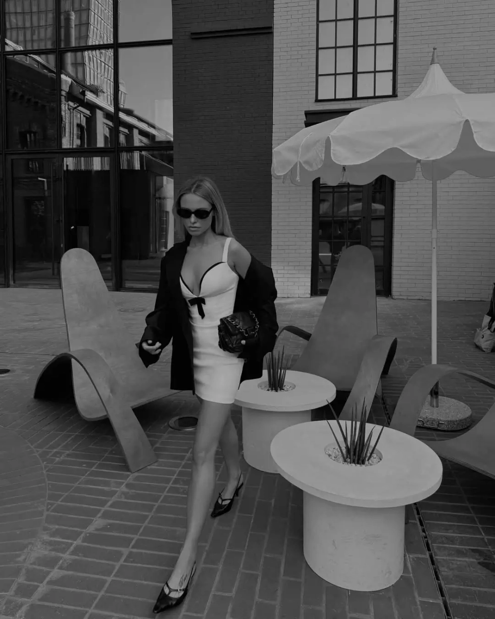 Корсетное платье мини с бантом, Белый