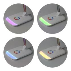 Настольный светильник ЭРА NLED-460-14W-W-G светодиодный с ночником на основании белый с золотом | Светодиодные настольные лампы