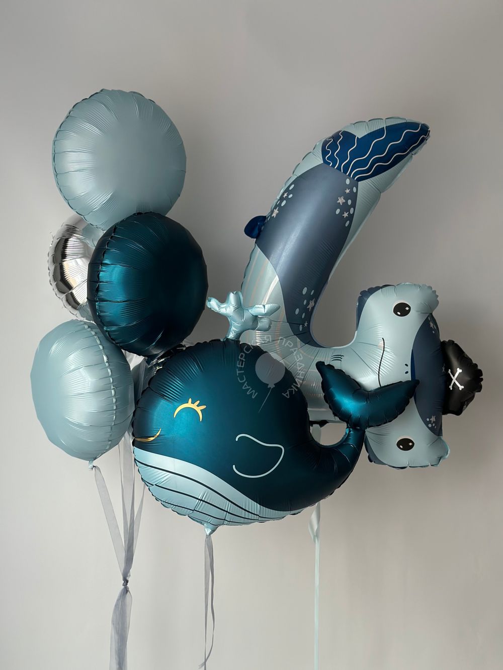 Воздушные шары для мальчика с цифрой 4 №8651