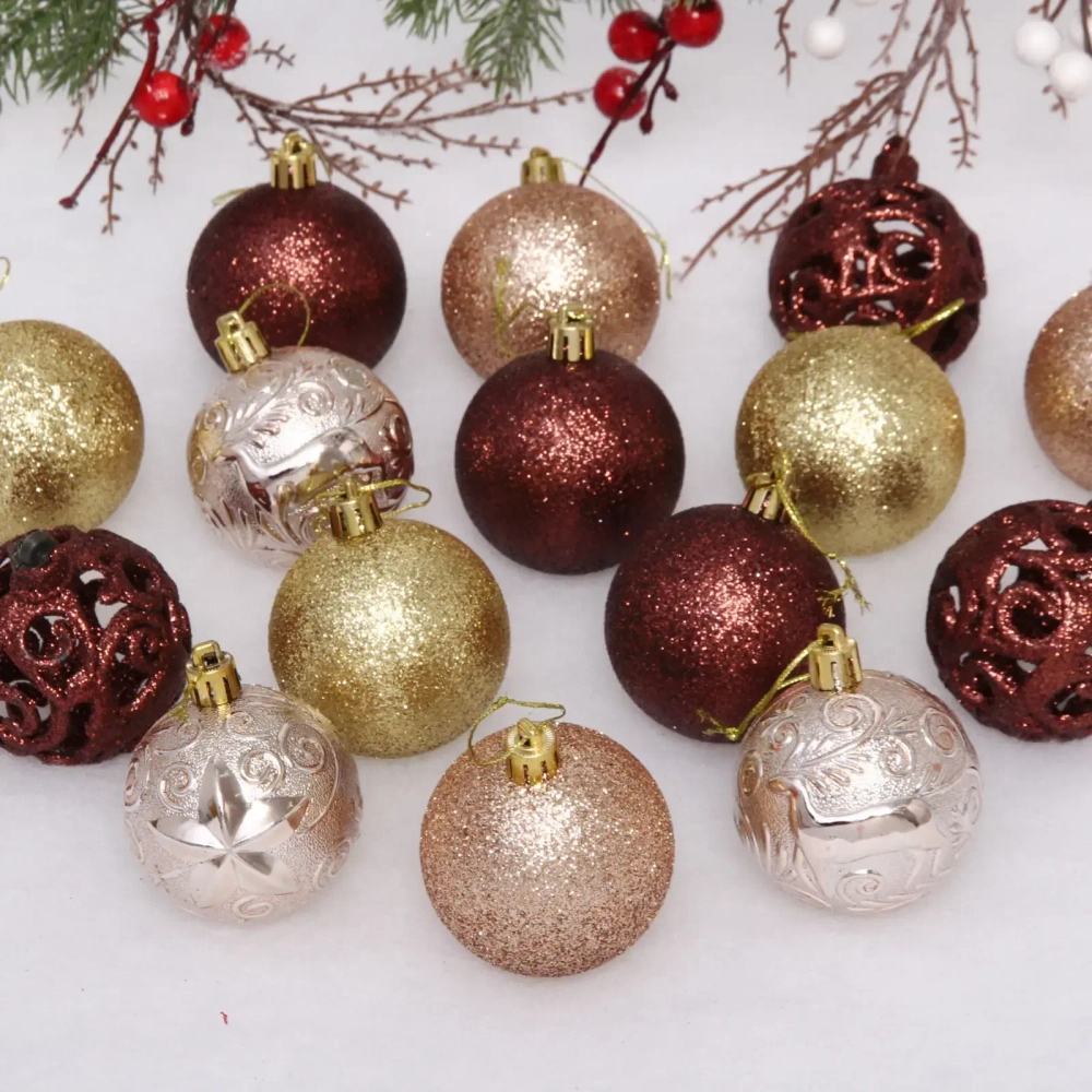 Набор шаров «Сказочная симфония» 6 см (24 предмета), шампань/шоколад/золото