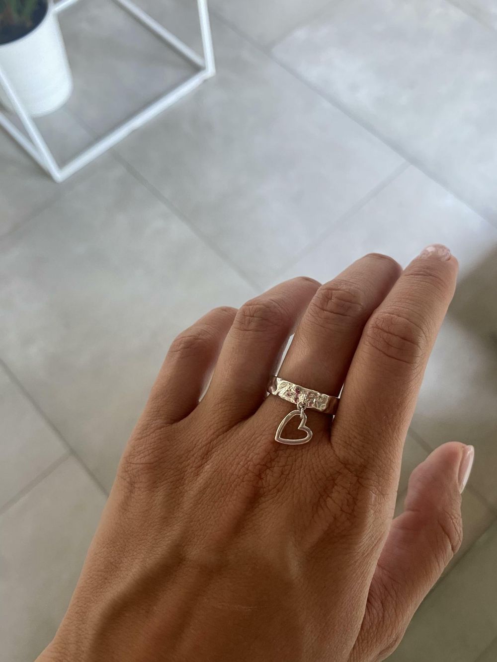 Кольцо фактурное с подвесом Сердце