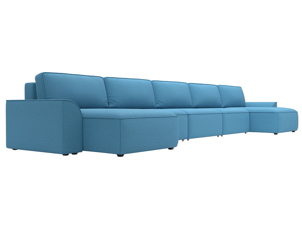 Диван П-образный Лига-048 НПБ МегаЛонг, Амур 10 голубой, Рогожка, 128317