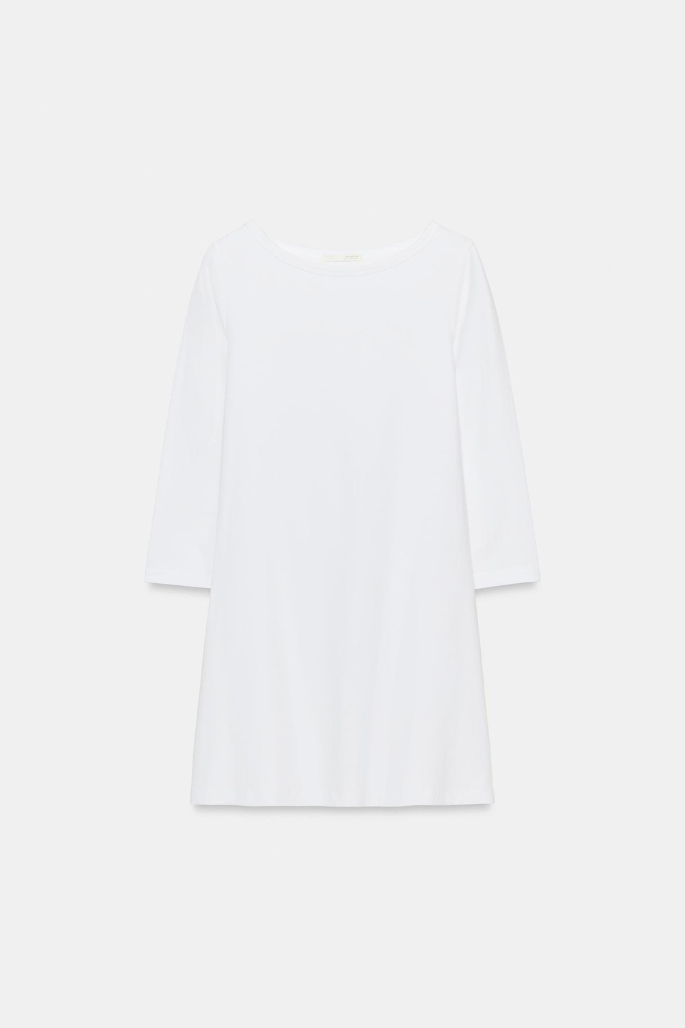 ZARA КОРОТКОЕ ПЛАТЬЕ С ВЫРЕЗОМ «ЛОДОЧКА», БЕЛЫЙ