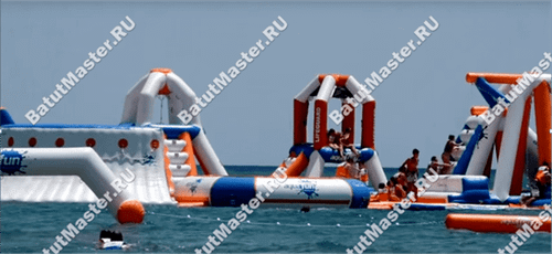 Надувной аквапарк на воде «Планета Аквадром» 30×30×6 м