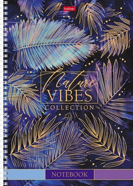Тетрадь А4 80л кл. гребень Hatber "Золотые лепестки" мат.лам., 3Dфольга, 4диз.в локе, бел.100%