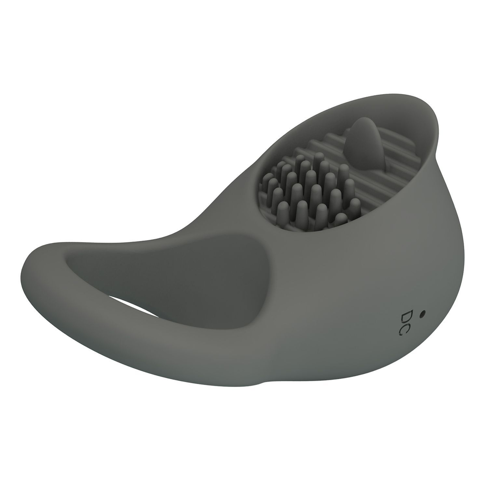 Серое эрекционное виброкольцо со стимуляцией клитора (Цвет: серый)