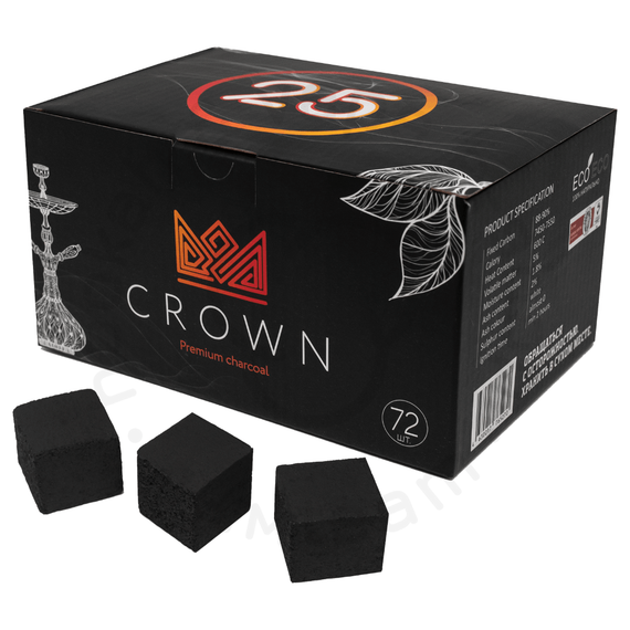 Уголь кокосовый Crown (Краун), 25x25x25, 72 куб.