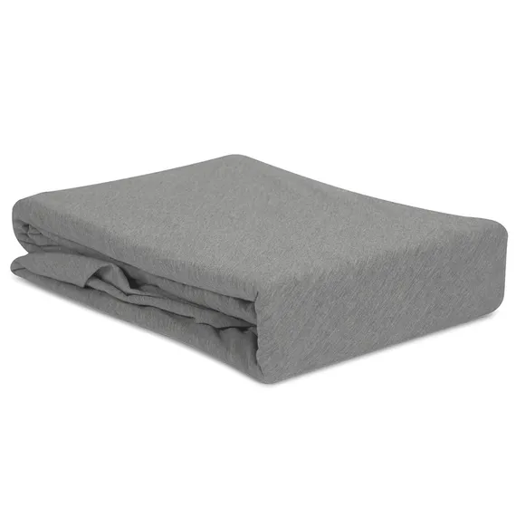 Простыня на резинке из хлопкового трикотажа серого цвета из коллекции essential