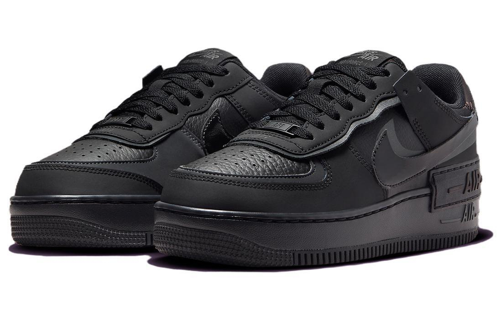 Кроссовки Nike Air Force 1 Shadow "Triple Black" (Женская размерная сетка)