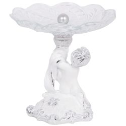 Фруктовница-конфетница Эдем со стеклянной чашей Серебро