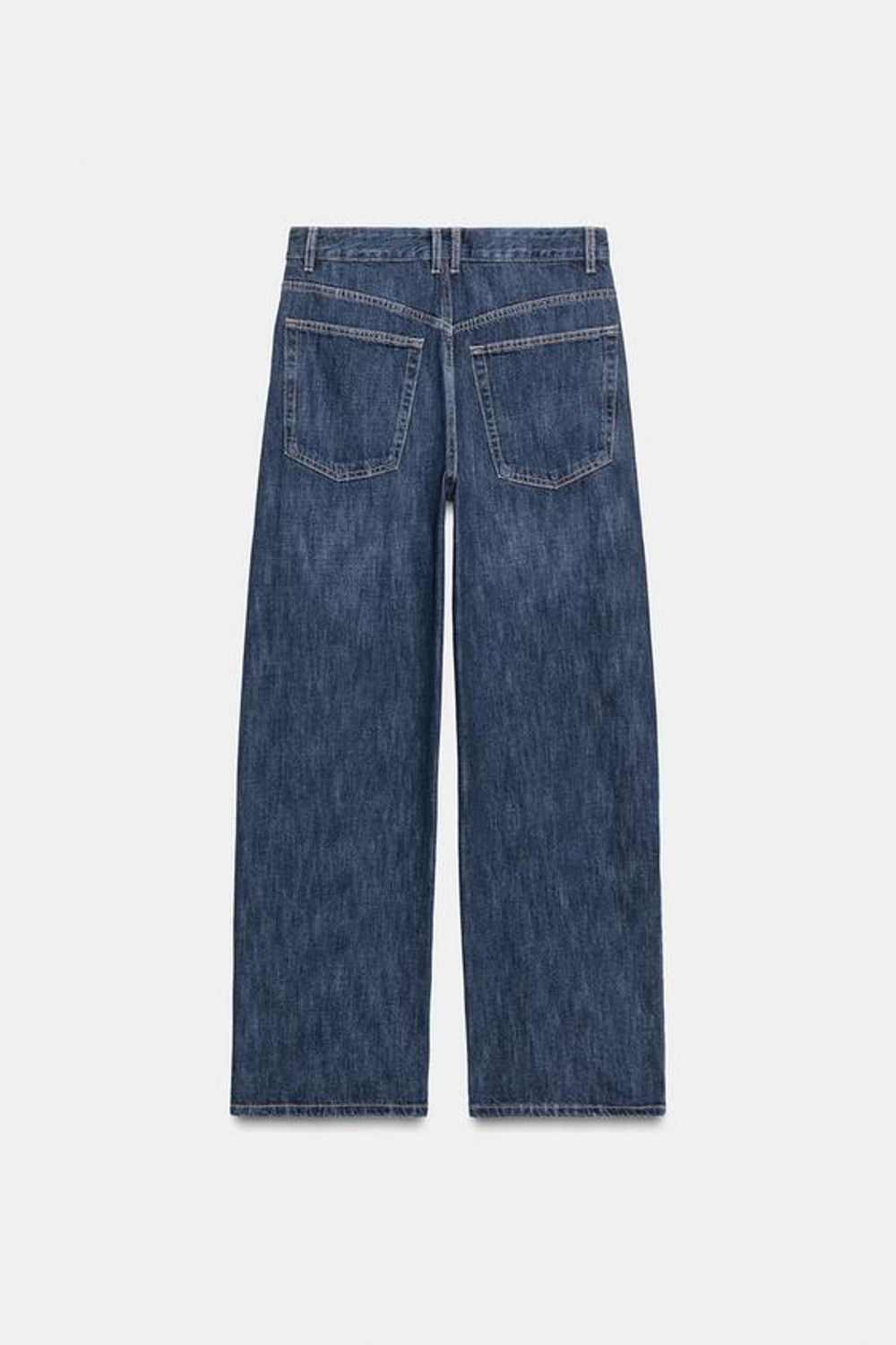 ZARA ДЖИНСЫ TRF BAGGY СО СРЕДНЕЙ ПОСАДКОЙ И ПУГОВИЦАМИ, СИНИЙ