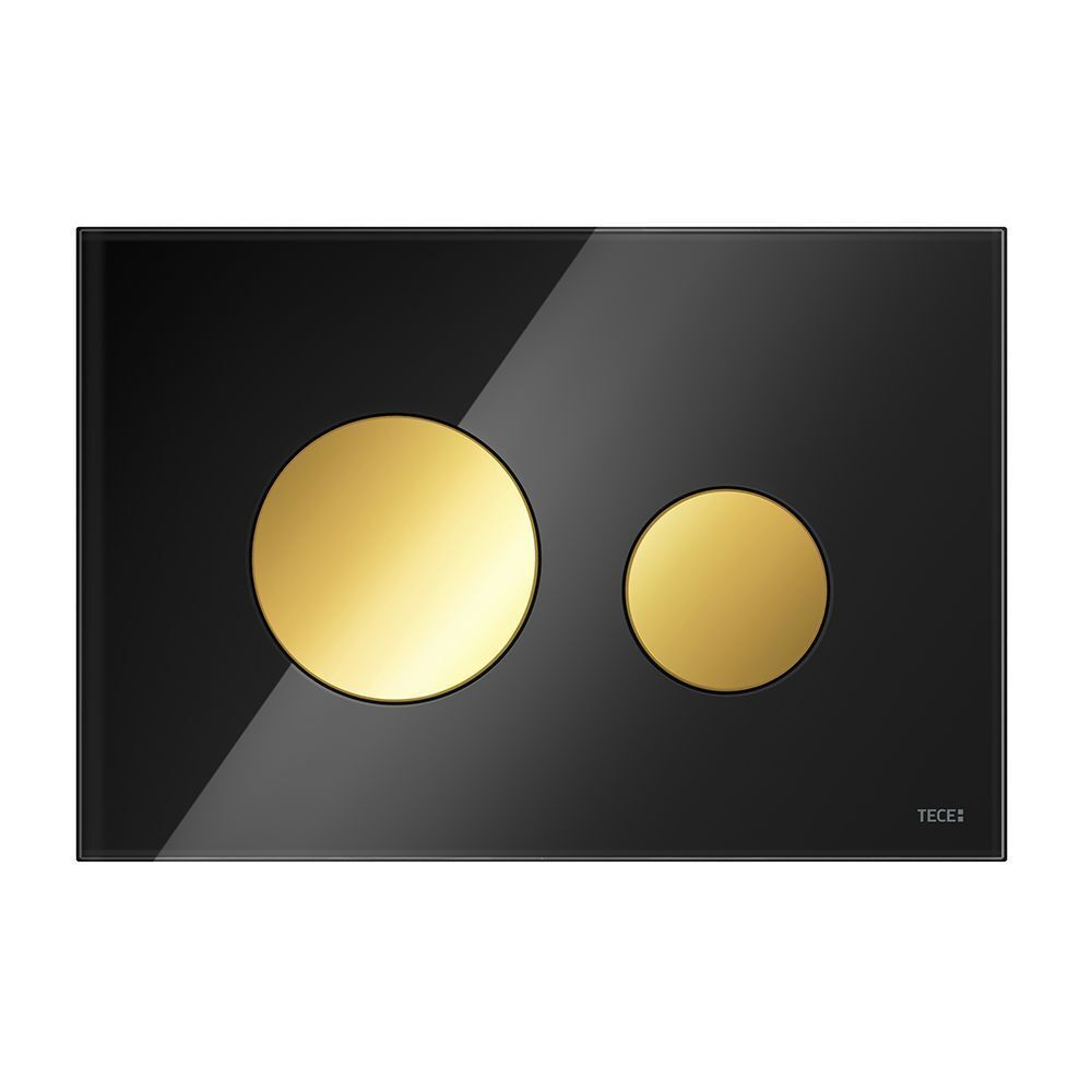 Кнопка смыва для инсталляции TECE стеклянная, TECEloop панель черная, клавиши позолоченные, 9240658