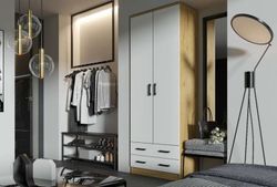 Шкаф Дуэт Дуб Вотан-Белый гладкий 800х2200х487 МФ Эра