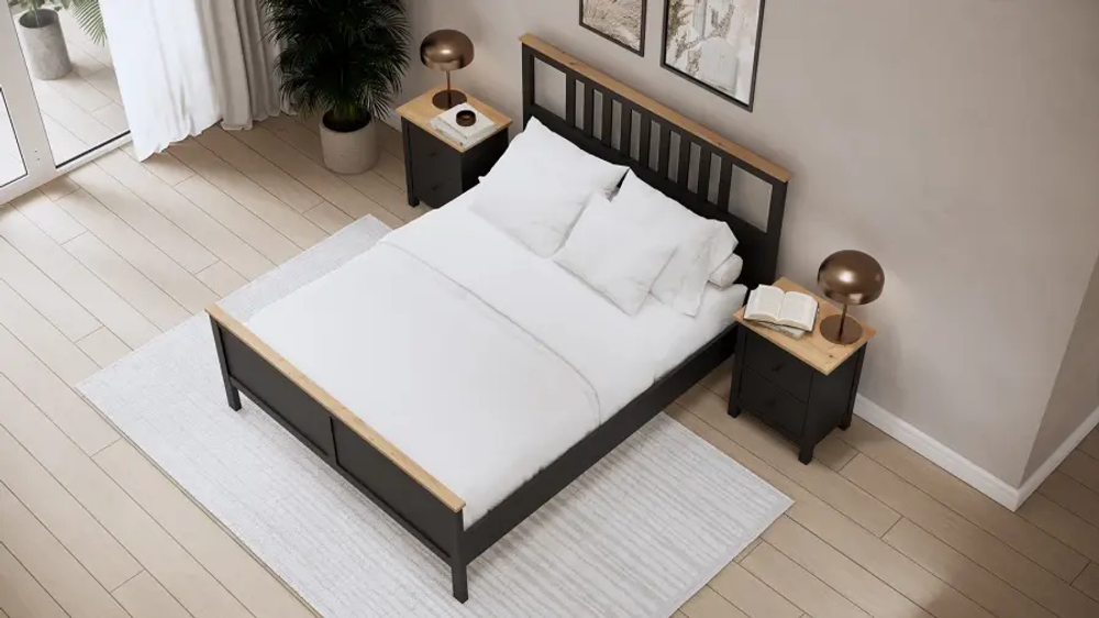 Кровать - аналог IKEA HEMNES / ХЕМНЭС/ ХЕМНЕС / КЫМОР / ИКЕА 140х200 см, черный/светло-коричневый